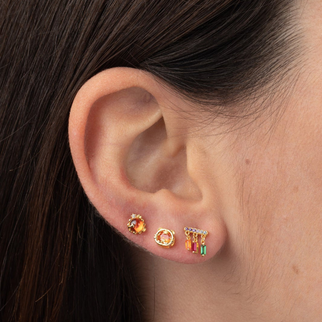 Brincos Com Pequenos Pendentes Coloridos