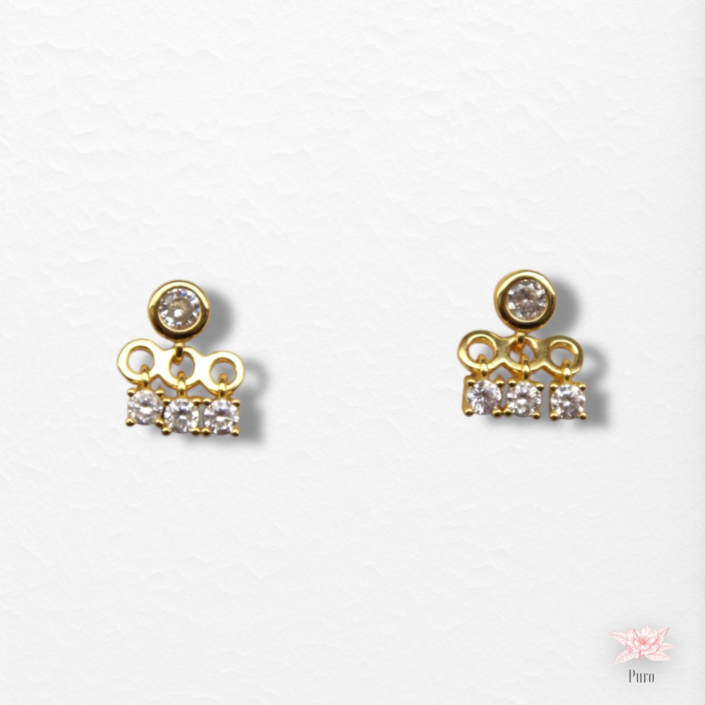 Pendientes 3 Círculos + 3 Circonitas
