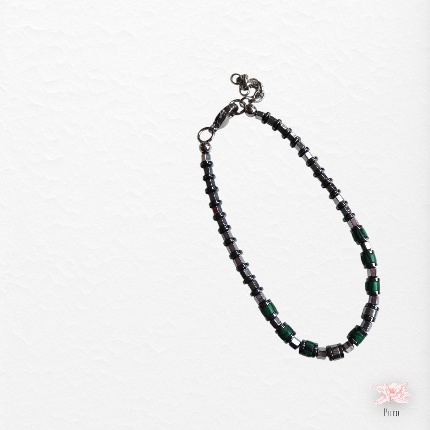 Pulseira Minimalista Com Detalhes Verdes