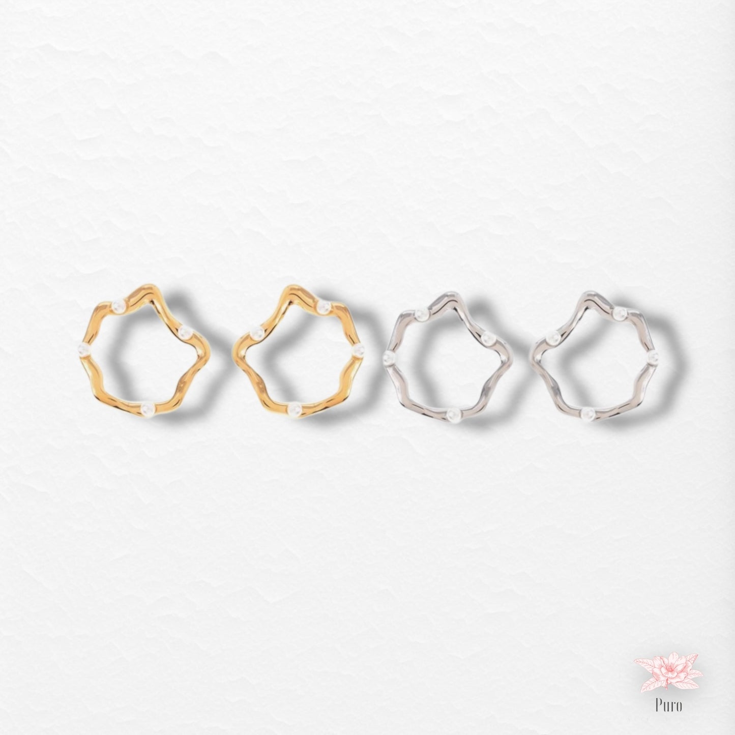 Brincos Ondulados Com Pérolas