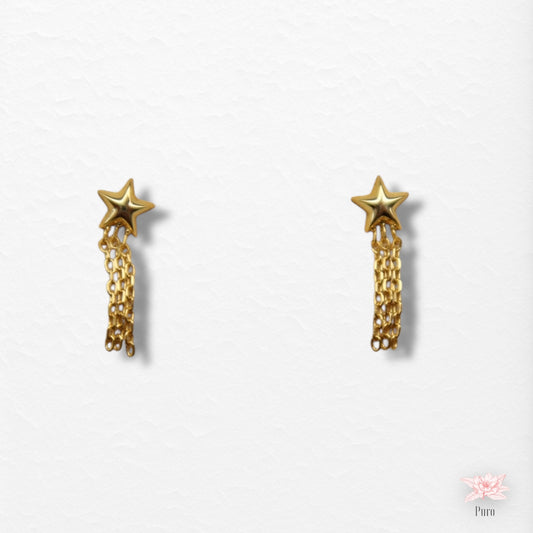 Star Earrings with Dropped Chains