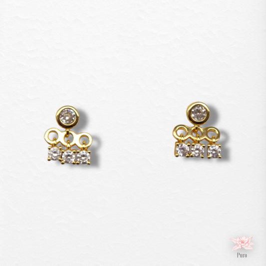 3 Circles + 3 Zircons Earrings