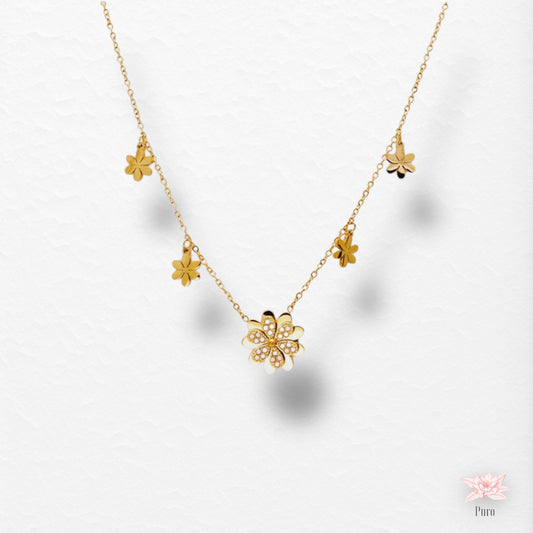 Colar Dourado Flor de Aço