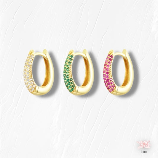 Oval Earrings with Zirconias