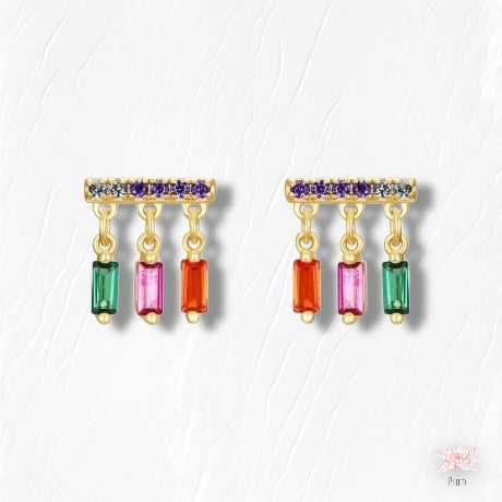 Earrings With Small Colorful Pendants