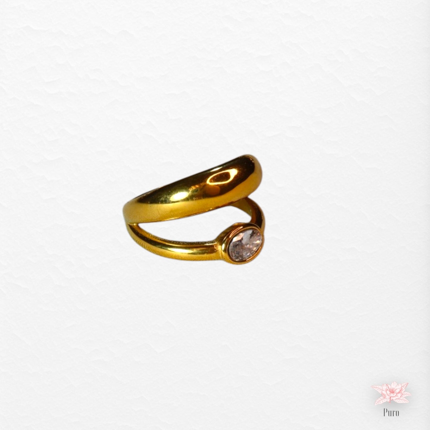 Anel Duplo com Zircônia (Dourado)
